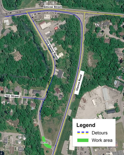Vienna Road Detour Map